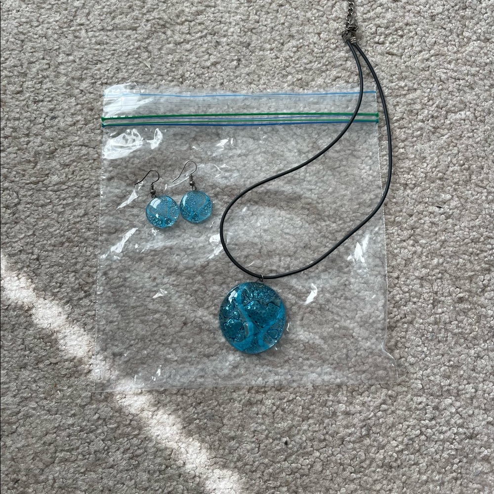 Women’s Blue Earrings & Necklace